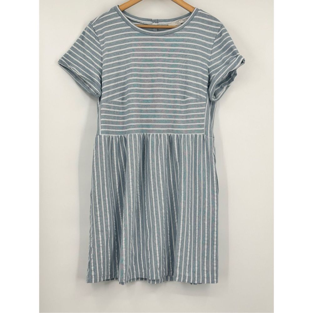 Loft Plus blue and white stripe dress Size 16. Has pockets!